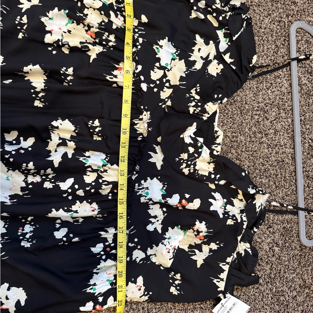 Joie Black/White Floral Mini Summer Ruffle Dress Spaghetti Strap Plus Size 4X - Picture 14 of 14